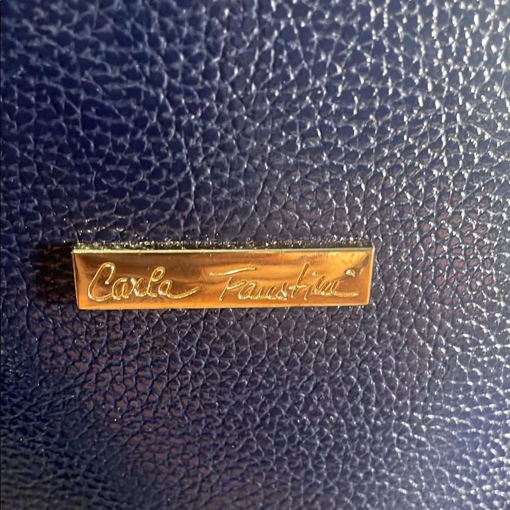 Carla Faustini Blue Textured Leather Convertible Purse - Picture 2 of 8